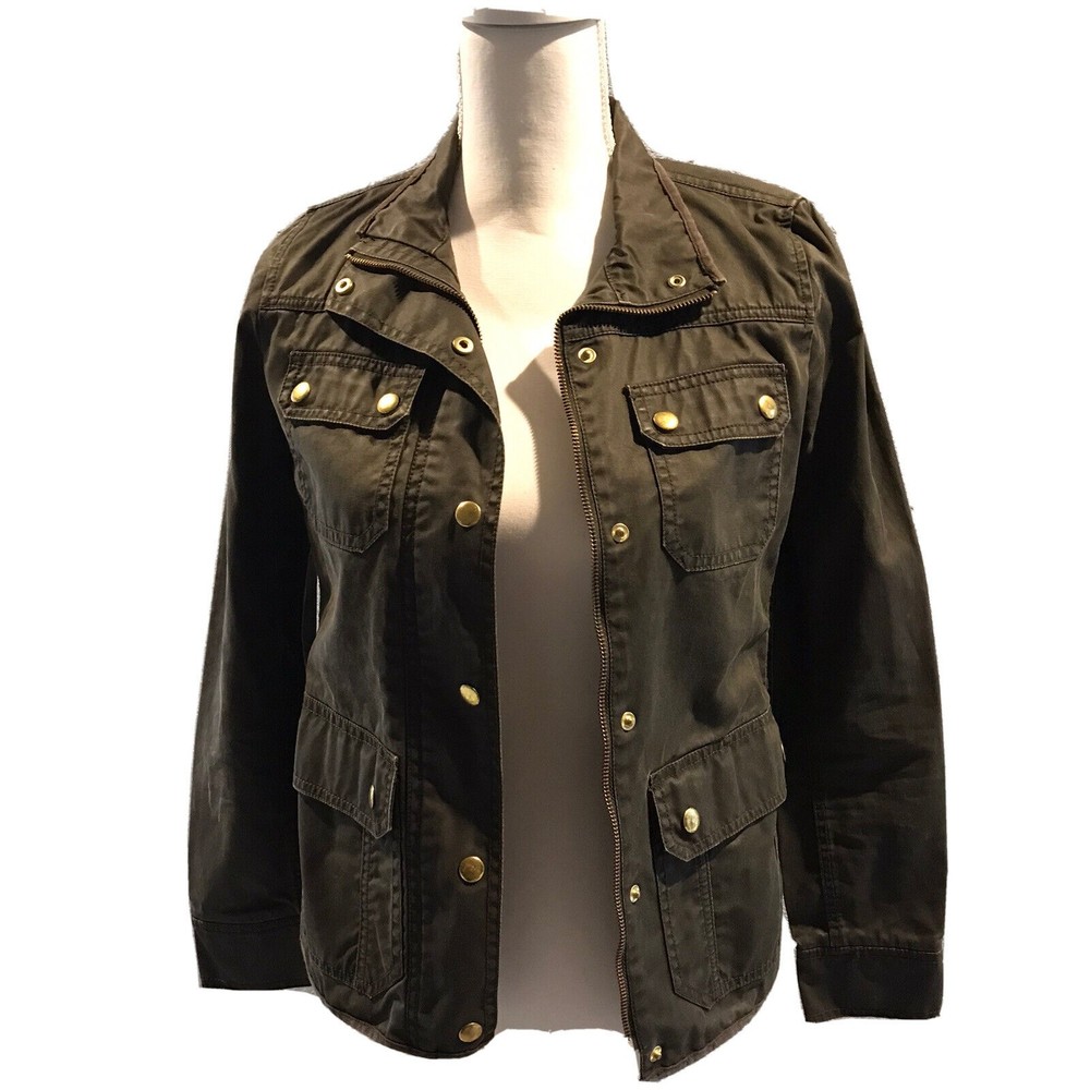 J Crew The Downtown Field Jacket Waxed Cotton Green Womens Size XXXS - Picture 1 of 12